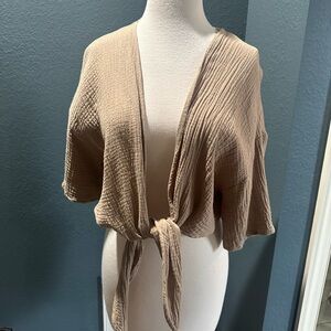 Elegant Tan Tie-Front Shrug